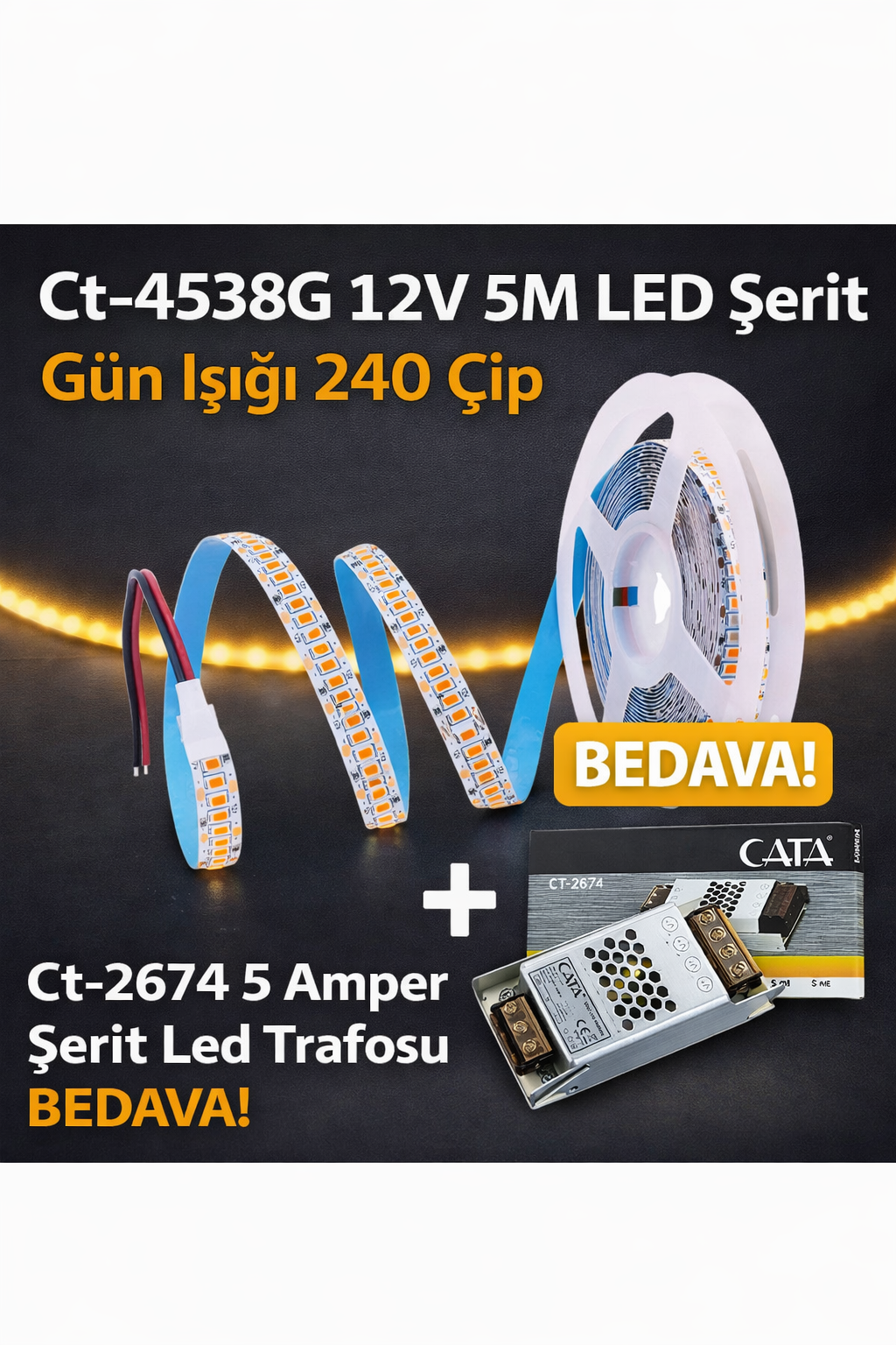 Ct-4538G 5M LED �erit 240 �ip G�n I���� + 5A Trafo Bedava