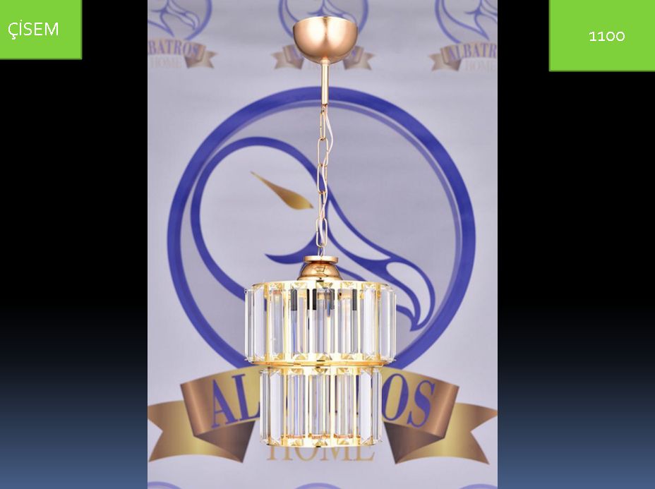 Alt�n Kaplama Kristal Avize �ift Kat