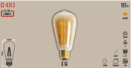 CT-4313 Rustik LED Ampul (6W)