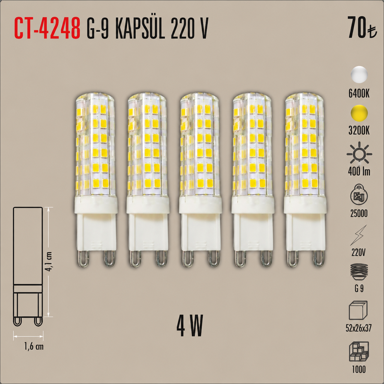 CT-4248 G-9 KAPS�L 220 V  G�N I�I�I 5 ADET