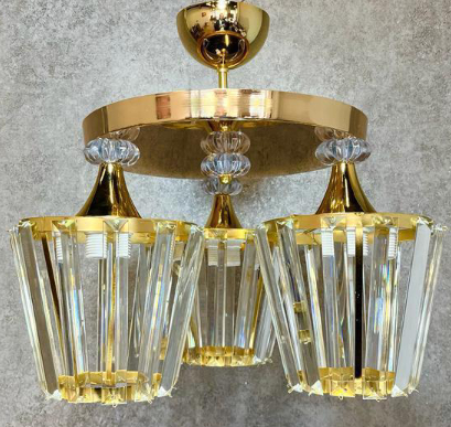 KON�K 3L� - Modern ve ��k Tasar�m Kristal Avize Gold