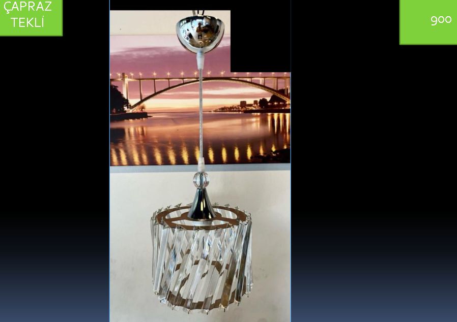 �apraz Tekli Kristal Avize