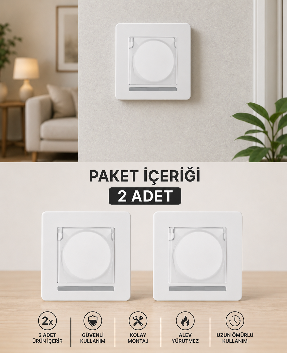 Nilson Selene Beyaz Kapakl� Toprakl� Priz 2 Adet