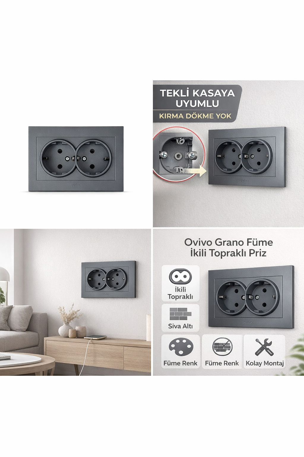 Ovivo Grano F�me Ikili Toprakl� Priz �er�eveli 4 l�