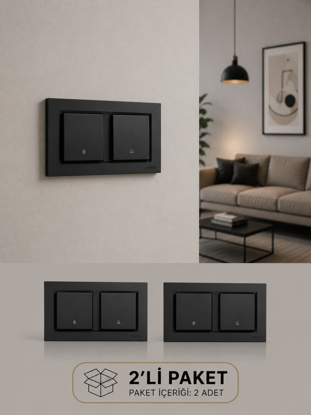 Ovivo Quantum Siyah Vaviyen+Zil Anahtar� Light 2 Adet